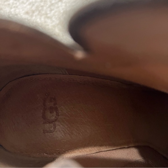 UGG Pixley Stacked Heel Ankle Boots Bootie Mysterious Grey Leather 1095057 Sz 8 - Picture 12 of 16